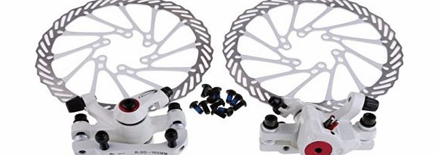 Vakind 2pcs High Quality Aluminum NV-5 Mechanical Bicycle Bike 160mm Rotor Brake Disc Kit with Bolts (White (brakes)   white (brake rotors))