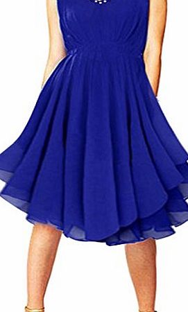 Vakind Women Casual Loose Sleeveless Diamond Party Cocktail Pleated Mini Dress (L)