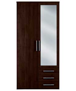 vancouver 2 Door 3 Drawer Mirrored Robe - Wenge