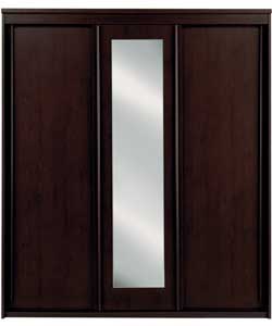 3 Sliding Door Mirrored Wardrobe - Wenge