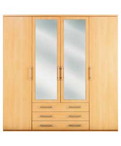 4 Door 3 Drawer Wardrobe - Beech