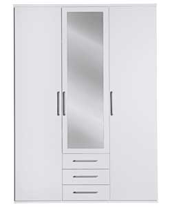 Mirrored 3 Door 3 Drawer Wardrobe -