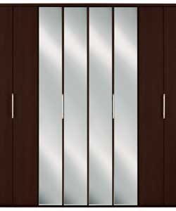 Vancouver Mirrored 4 Bi-Fold Door Wardrobe - Wenge