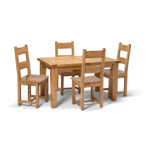 Vancouver Oak 100cm-140cm Dining Set with 4