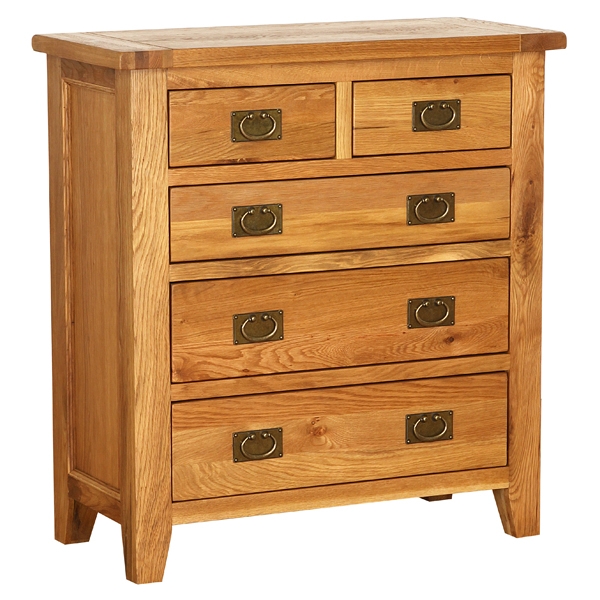 Oak Petite 5 (3+2) Drawer Chest