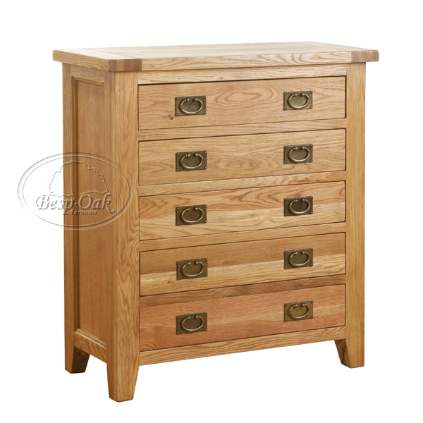 Oak Petite 5 Drawer Chest