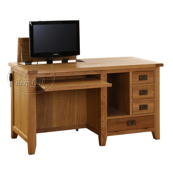 Plasma Oak 4 Drawer Computer Desk with