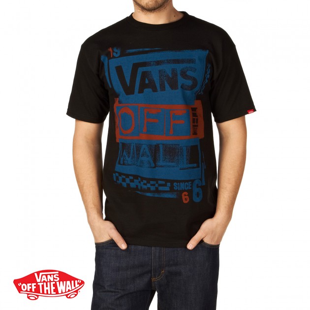 Mens Vans Stenciled T-Shirt - Black/Blue