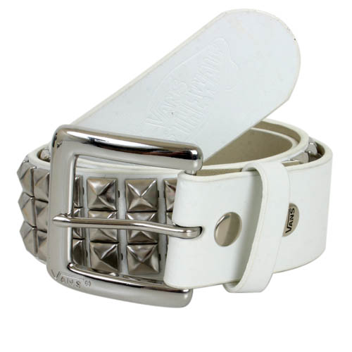 Mens Vans Studded Bonded Leather Belt White