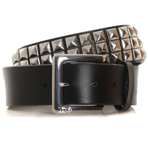 Studded Leather belt - Black/Silver