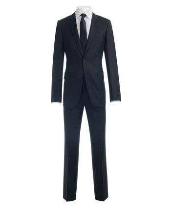 Mens Suit Ventuno Black Fine Herringbone