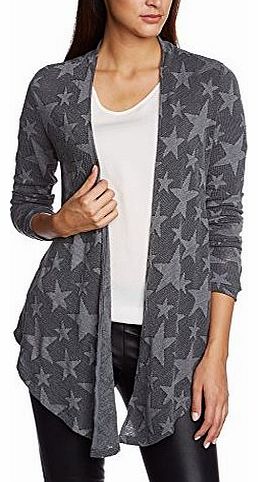 Vero Moda Womens Star Ls Drapy Cardigan Blue Starred Long Sleeve Cardigan, Multicoloured (Medium Grey Melange), UK 14 (Manufacturer size: Large)