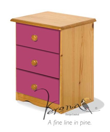 Fuchsia 3 Drawer Bedside Cabinet