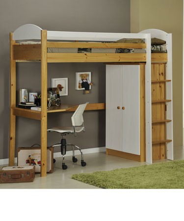 Maximus Highsleeper Desk & Wardrobe With White