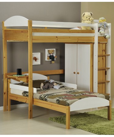 Verona Designs White Highsleeper L shaped Bunk and Wardrobe