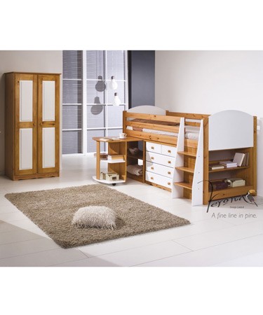 Verona Designs White Midsleeper with Wardrobe