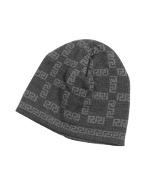 Versace Two-tone Greca Pattern Knit Wool Skull Cap