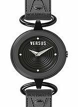 Versus V black leather watch