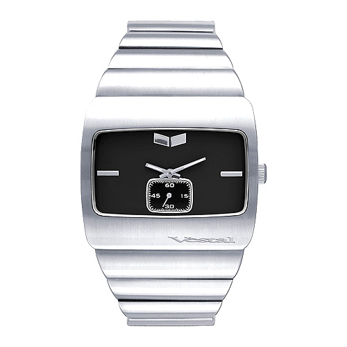 Mens Vestal Bevel Watch Silver / Black