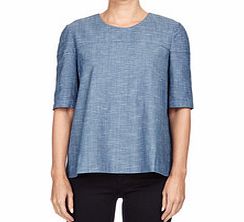 Victoria Beckham Blue pure cotton swing woven blouse