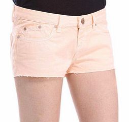 Sunbleached peach denim shorts