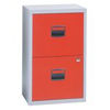 Viking 2 Drawer Filing Cabinet-Red/Grey