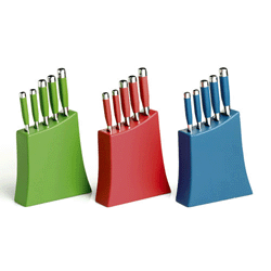 5 piece knife block set - green