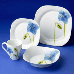 Blue Poppy 16 piece dinner set