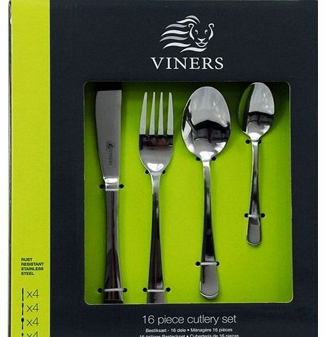 Cardinal 16 Piece Cutlery Set - Satin Stainless Steel - Classic Modern Cutlery - In Presentation Box