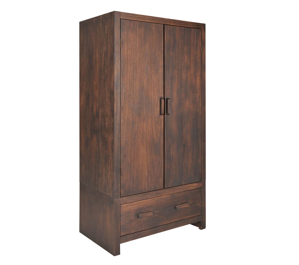 2 door 1 drawer wardrobe with hanging rail