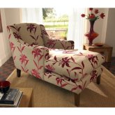 vintage Chaise Longue - Harlequin Linen Cherry - Light leg stain