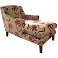 Chaise Longue - Harlequin Linen Time Red - Dark leg stain