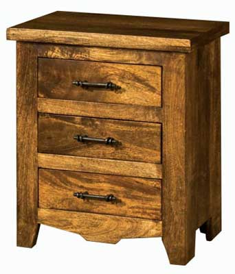 vintage Dark 3 Drawer Bedside Cabinet