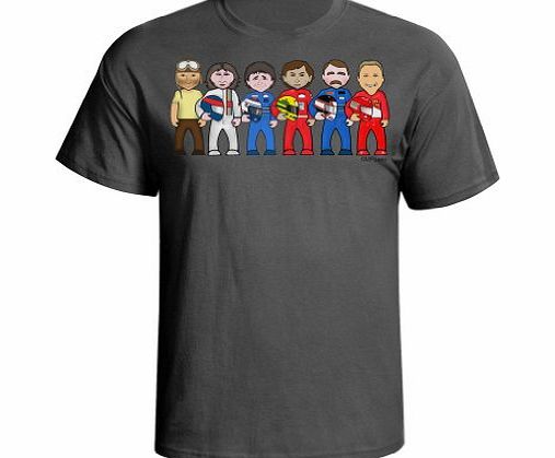 VIPWees  Formula 1 Legends mens cult motor sport F1 car caricature gift t shirt