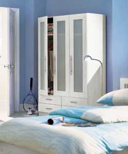 Vision 3 Door 4 Drawer Wardrobe - White