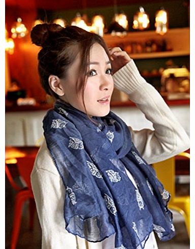 ladys Fashion Owl Paris Yarn Scarf, Mingblue