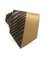 Vitaliano Pancaldi Handmade Bronze and Black Lines Printed Silk Tie