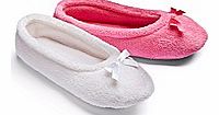 VivaLaDiva Pack 2 Pairs Slippers Terry Ballerinas