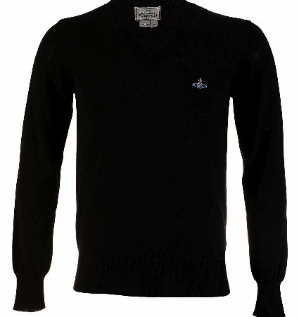 Vivienne Westwood V-Neck Chest Orb Jumper Black