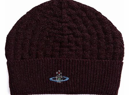 Vivienne Westwood Waffle Knit Beanie Hat Burgundy