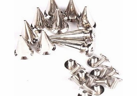 Vktech 10X Metal Cone Screwback Spikes Stud for Punk Bracelet Leather Bag 10x26mm