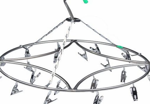 Vktech Stainless Steel Clothes Socks Shorts Underwear Drying Rack Hanger 20 Clips