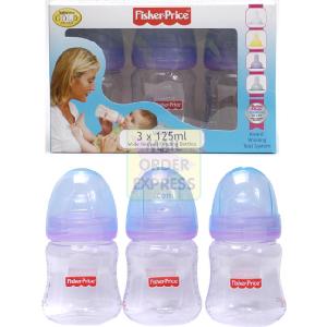 Vogue International Fisher Price 3 x 125ml Wide Necked Feeding Bottles