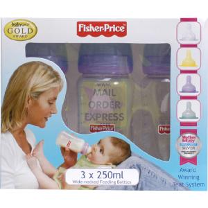 Fisher Price 3 x 250ml Wide Necked Feeding Bottles