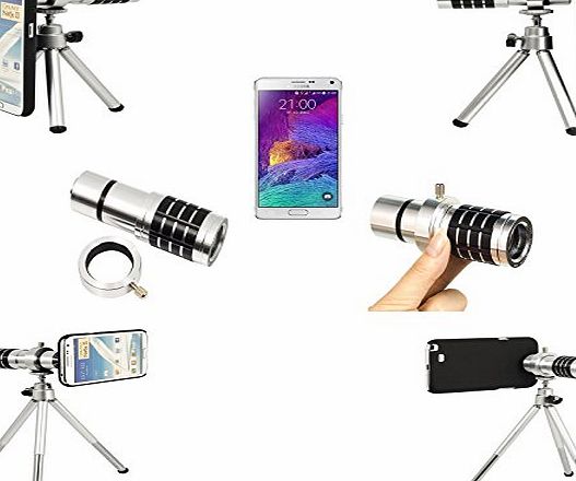 Voguecase Note 4 12x Zoom Aluminum Universal Manual Focus Telephoto Telescope Phone Camera Lens Kit   Mini Tripod   Case For Samsung Galaxy Note 4