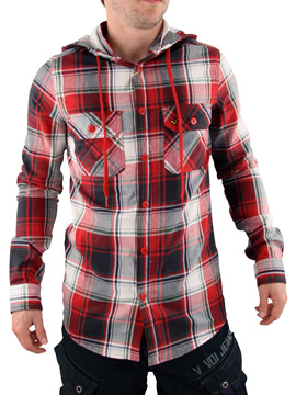 Red Brad Hooded Shirt