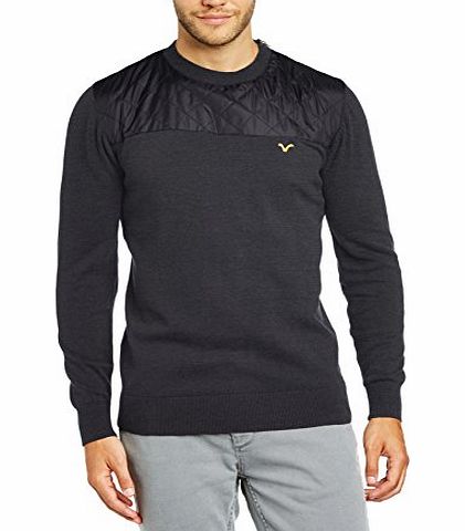 VOI  Jeans Mens Dusk Crew Neck Long Sleeve Jumper, Grey (Charcoal Marl), Medium