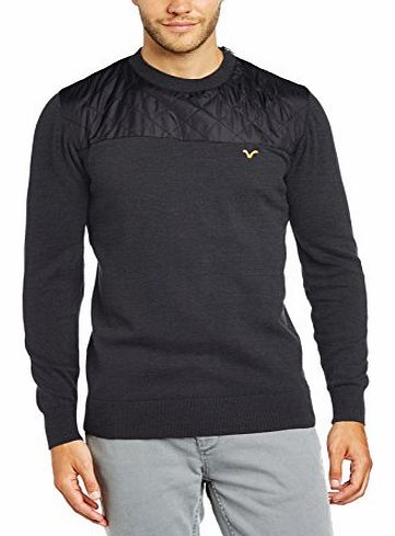 VOI  Jeans Mens Dusk Crew Neck Long Sleeve Jumper, Grey (Charcoal Marl), X-Large