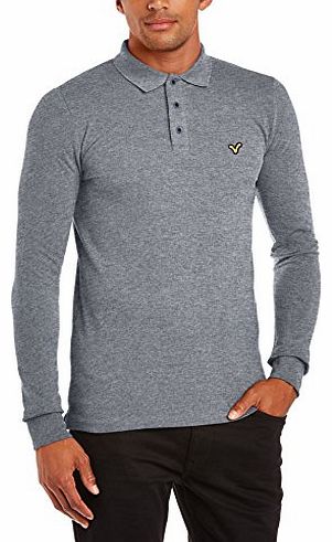 VOI  Jeans Mens Tim Button Front Long Sleeve Polo Shirt, Grey (Salt/Pepper), Medium