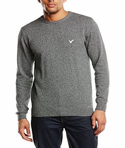 VOI  Mens Harnett Crew Neck Short Sleeve Jumper, Grey (Salt N Pepper), Large